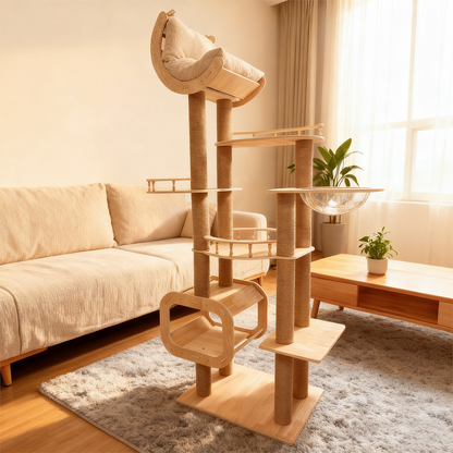 Solid Wood Cat Tree - With Sisal