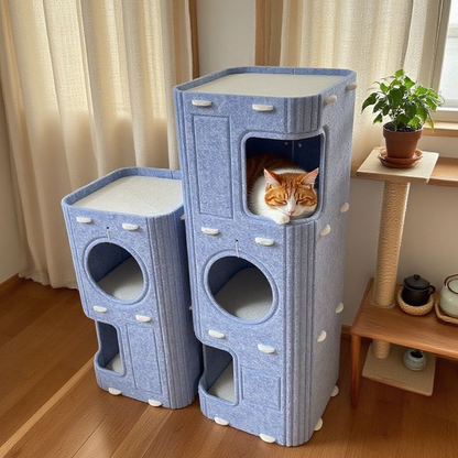 Felt Cat Climbing Tree