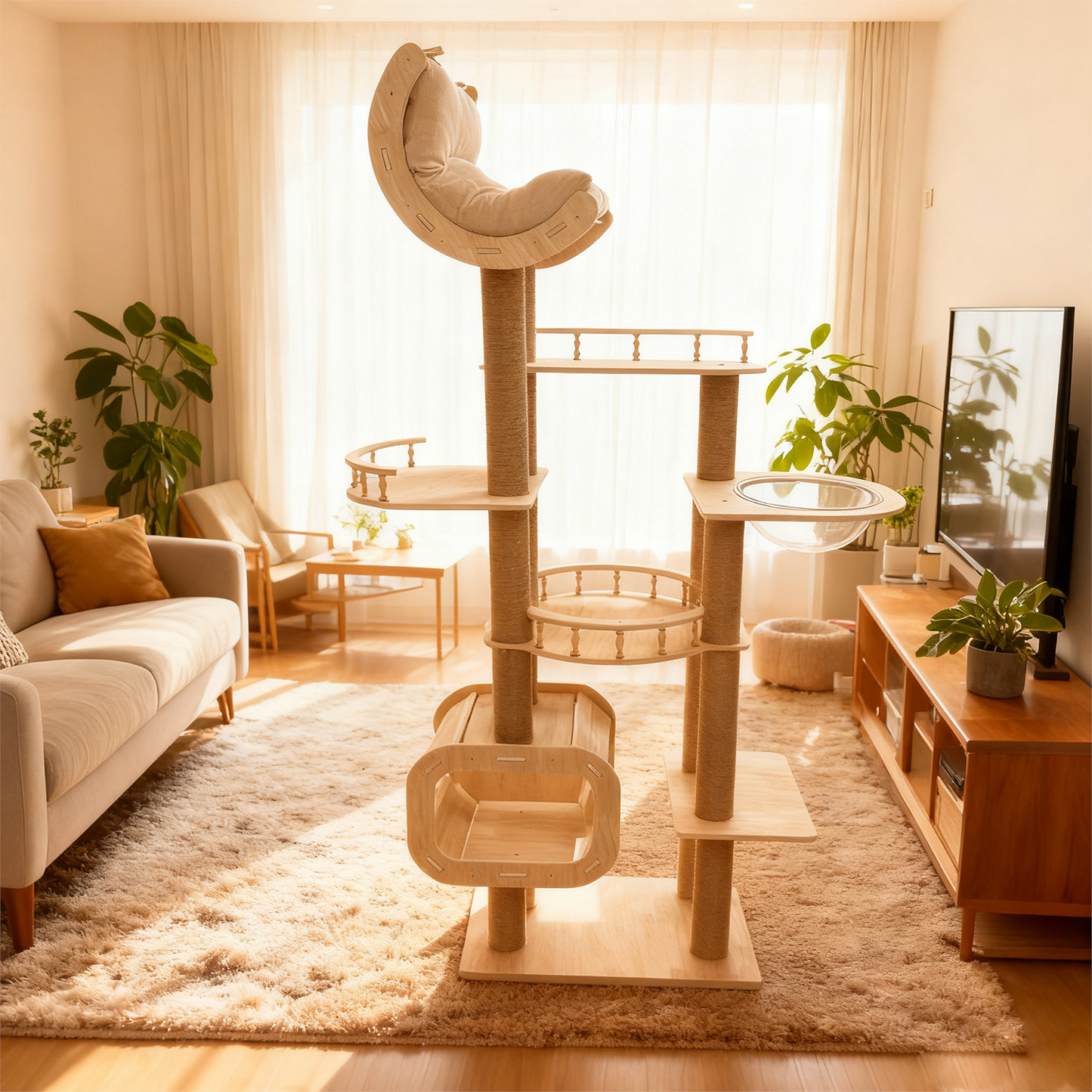 Solid Wood Cat Tree - With Sisal