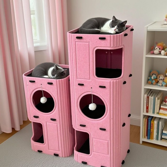 Felt Cat Climbing Tree