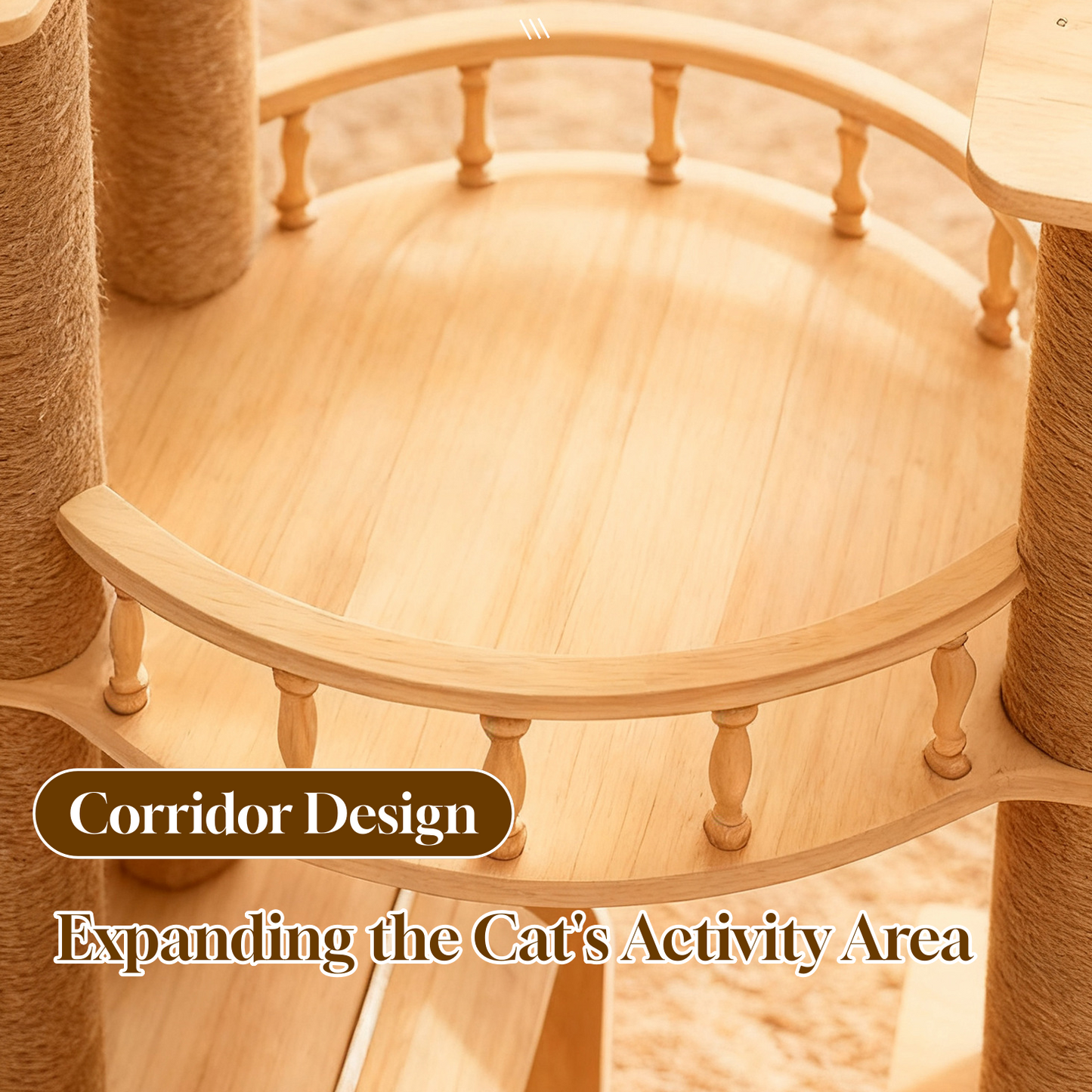 Solid Wood Cat Tree - With Sisal